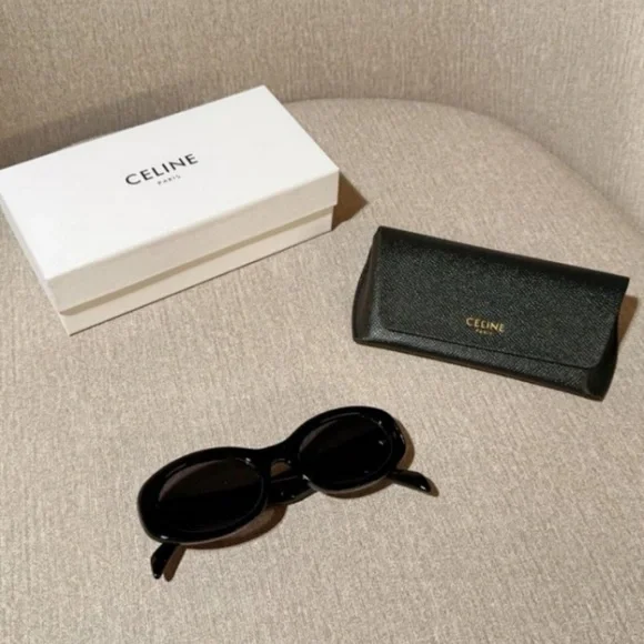 Celine Black Oval Sunglasses | SHOPBOP Chic Simple Designer Shades - Picture 4 of 8